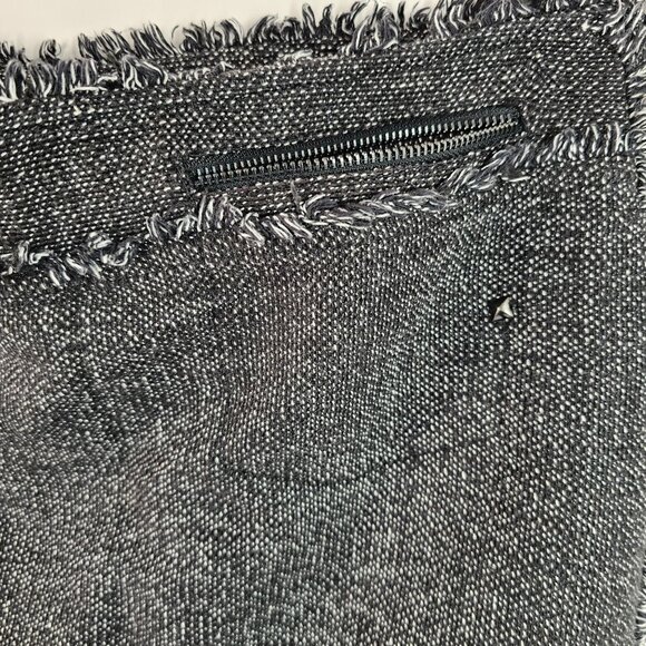 Nine West Black White Tweed Fringe Mini Skirt Sz 4 Cotton Blnd Textured Lined - Picture 7 of 10